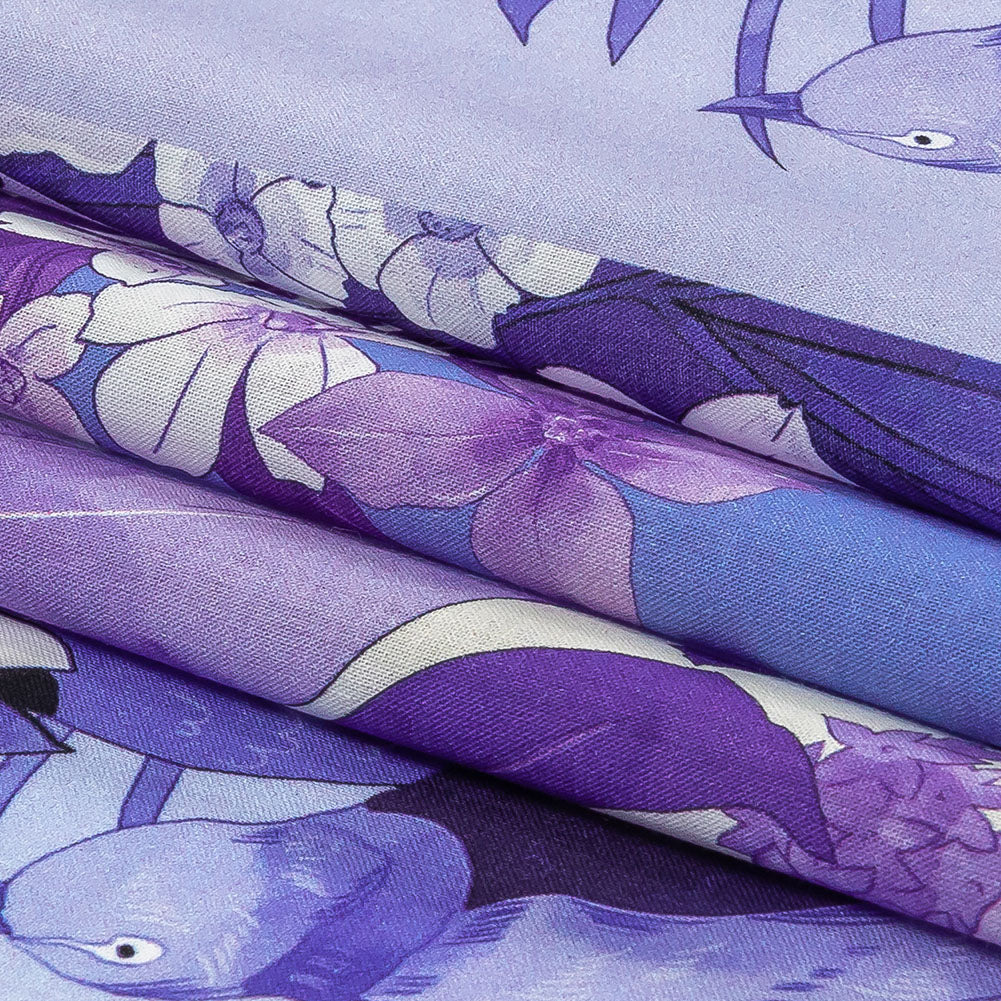 Cotton Voile - Purple Floral Patchwork - Periwinkle Patch Print - Mood Exclusive Indigo Collection