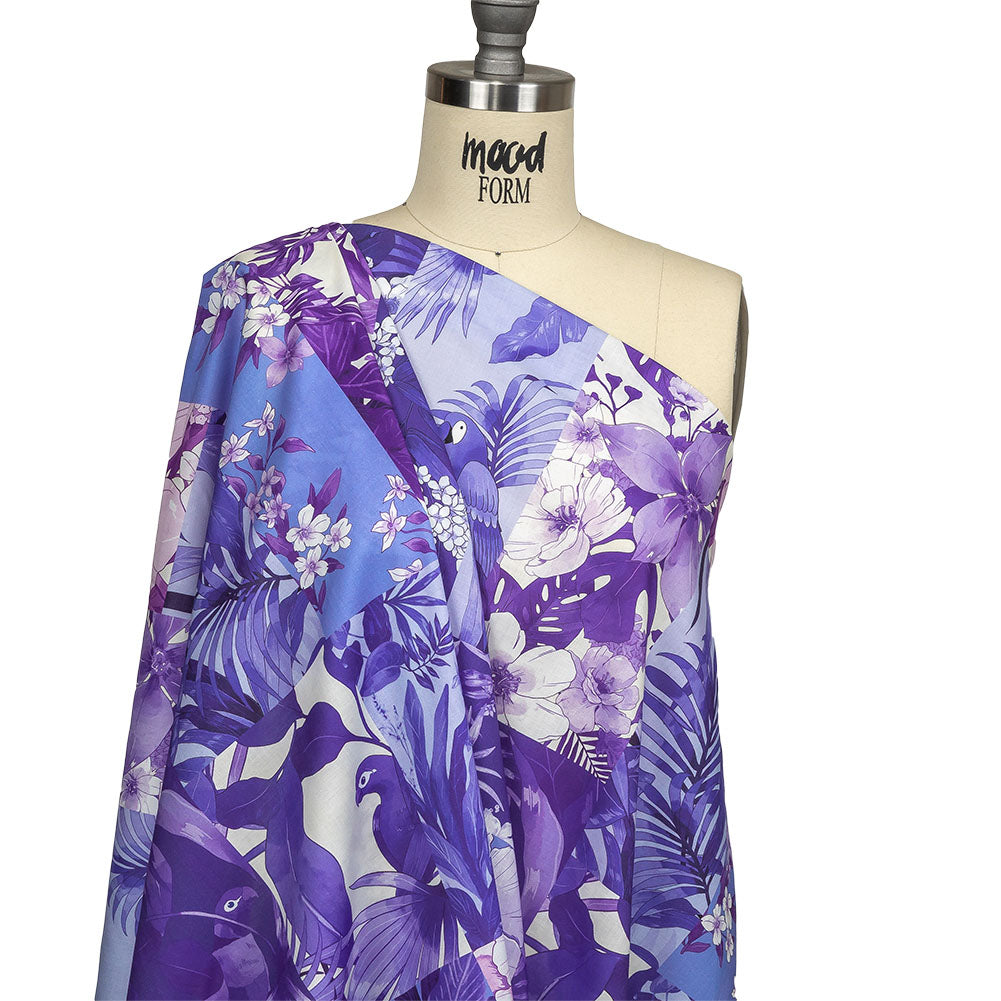Cotton Voile - Purple Floral Patchwork - Periwinkle Patch Print - Mood Exclusive Indigo Collection