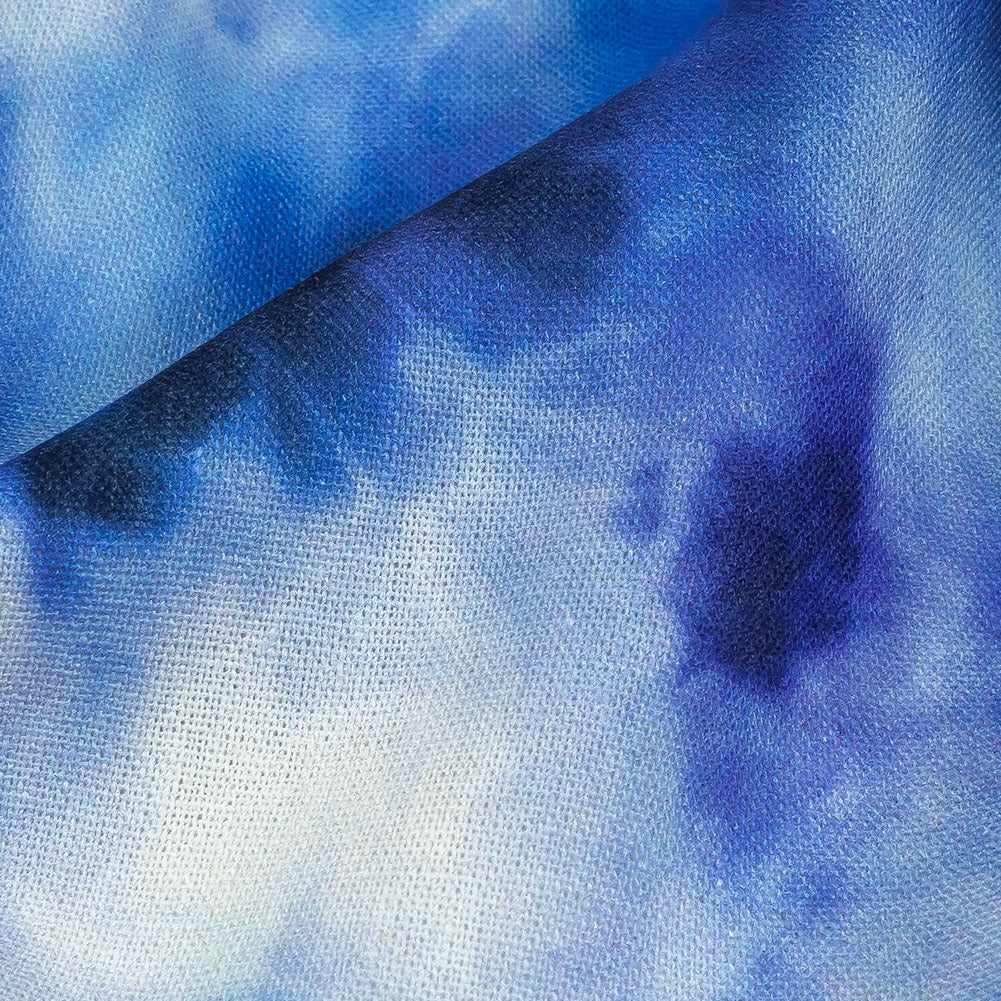 Linen and Rayon Woven - Blue Tie Dye - High Tide Print - Mood Exclusive Indigo Collection - Detail