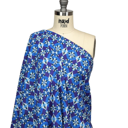 Linen and Rayon Woven - Blue and Purple Geometric - Crystalline Culture Print - Mood Exclusive Indigo Collection