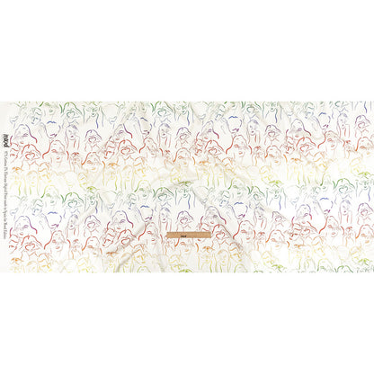 Stretch Cotton Sateen - Rainbow Faces and Hands - Language of Love Print - Mood Exclusive Pride Collection