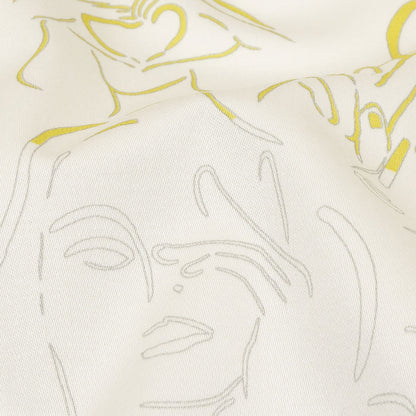 Stretch Cotton Sateen - Purple, Yellow and Black Faces and Hands - Language of Love Print - Mood Exclusive Pride Collection