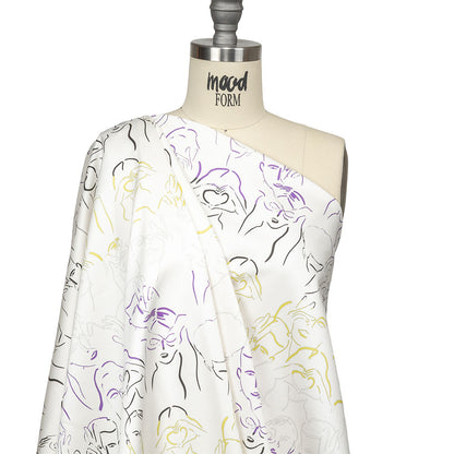 Stretch Cotton Sateen - Purple, Yellow and Black Faces and Hands - Language of Love Print - Mood Exclusive Pride Collection