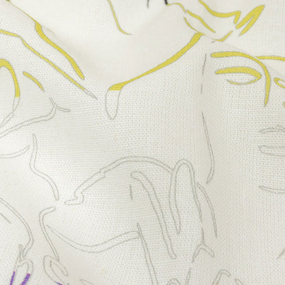 Linen and Rayon Woven - Purple, Yellow and Black Faces and Hands - Language of Love Print - Mood Exclusive Pride Collection