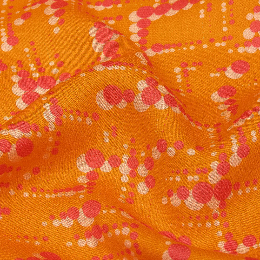 Rayon Challis - Orange and Pink Dot Lines - Spot of Sunshine Print - Mood Exclusive Citrus Collection