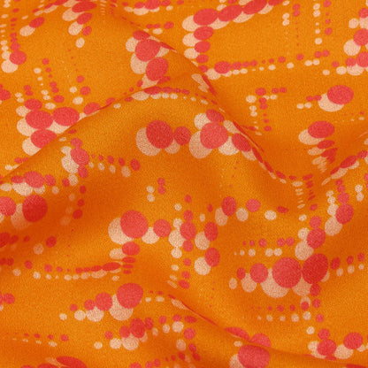 Rayon Challis - Orange and Pink Dot Lines - Spot of Sunshine Print - Mood Exclusive Citrus Collection