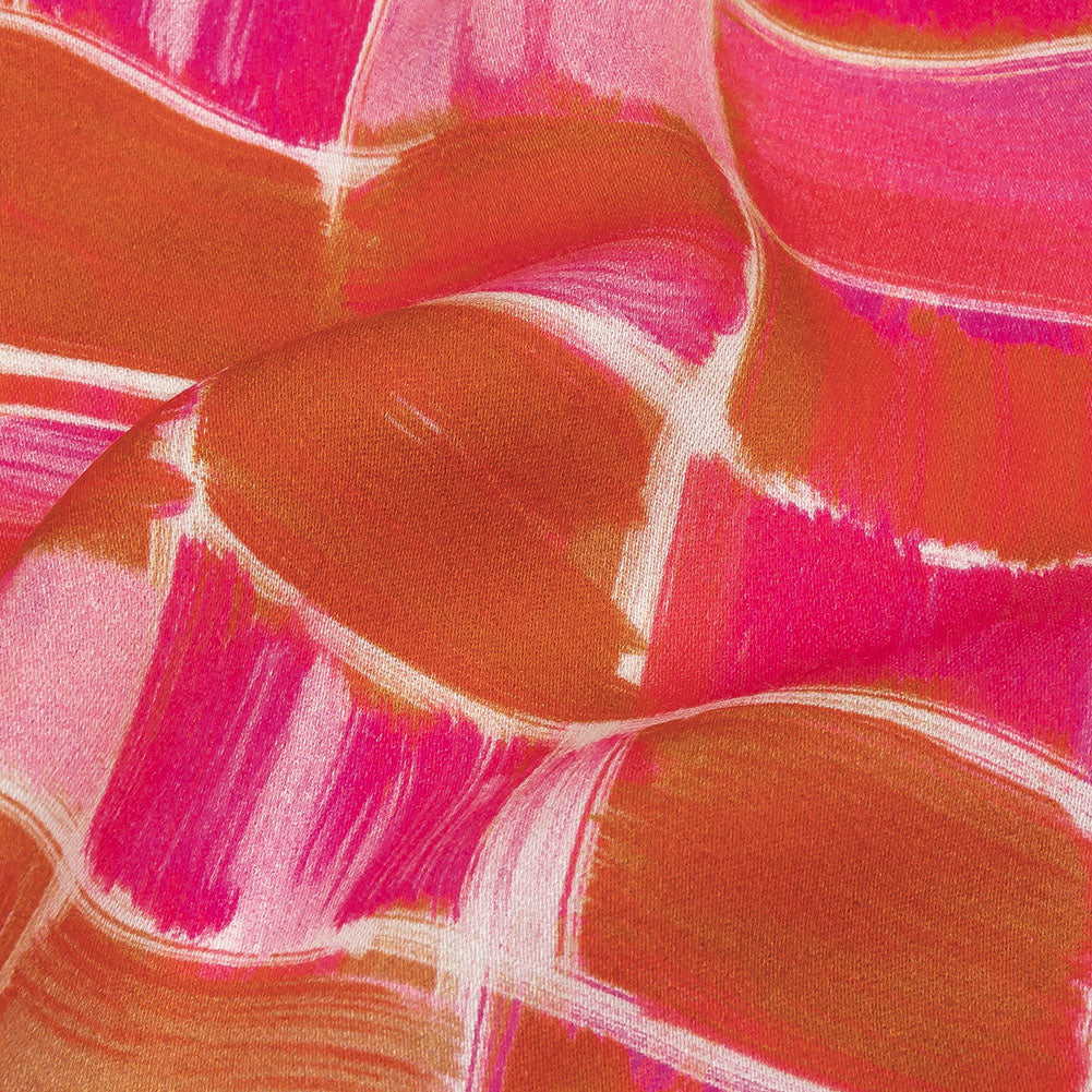 Rayon Challis - Pink Painted Squares - Swatch Me Print - Mood Exclusive Citrus Collection