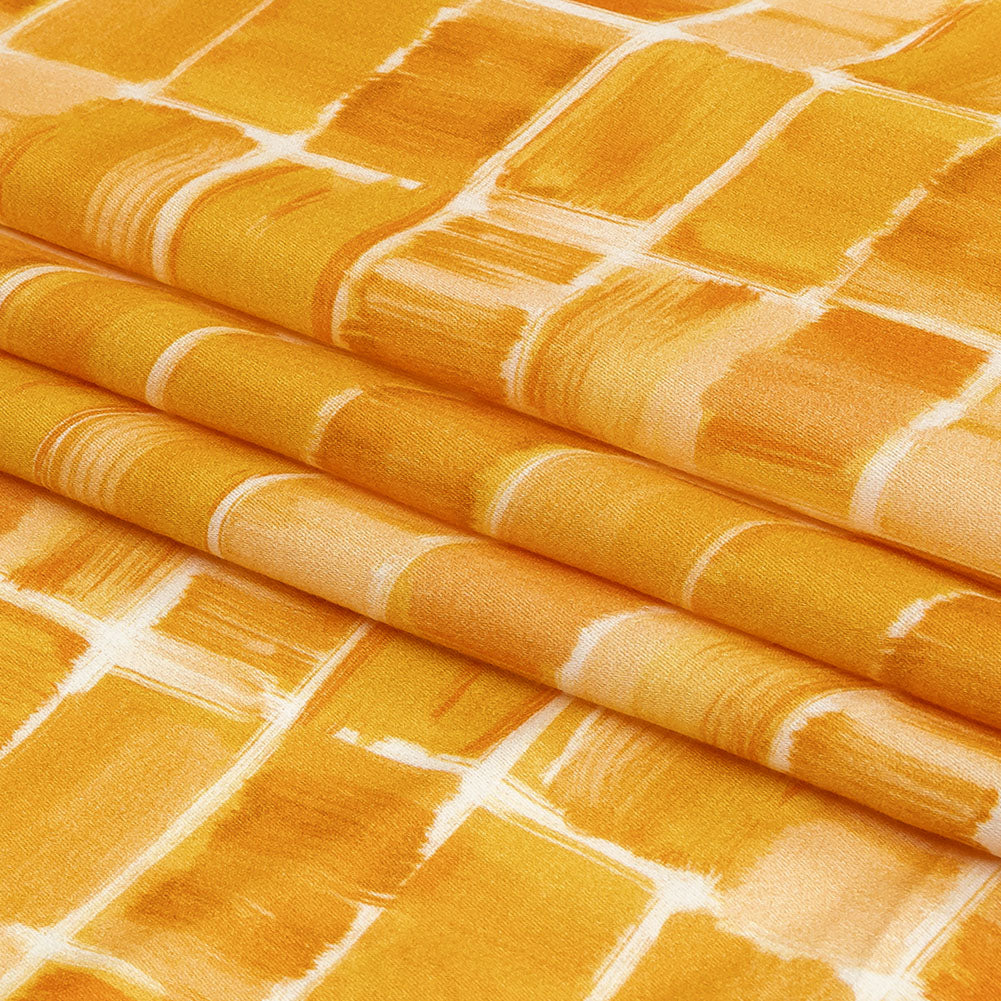 Rayon Challis - Yellow Painted Squares - Swatch Me Print - Mood Exclusive Citrus Collection