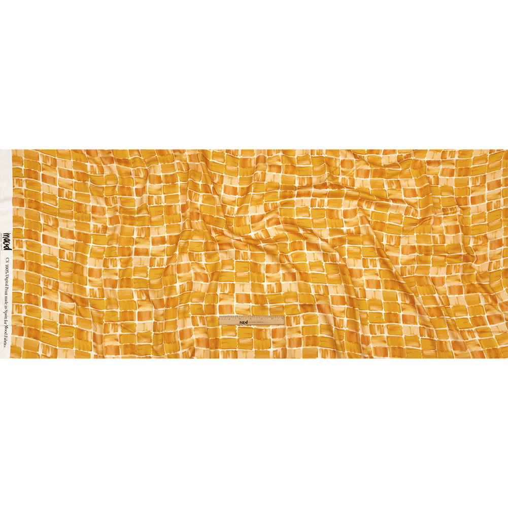 Rayon Challis - Yellow Painted Squares - Swatch Me Print - Mood Exclusive Citrus Collection