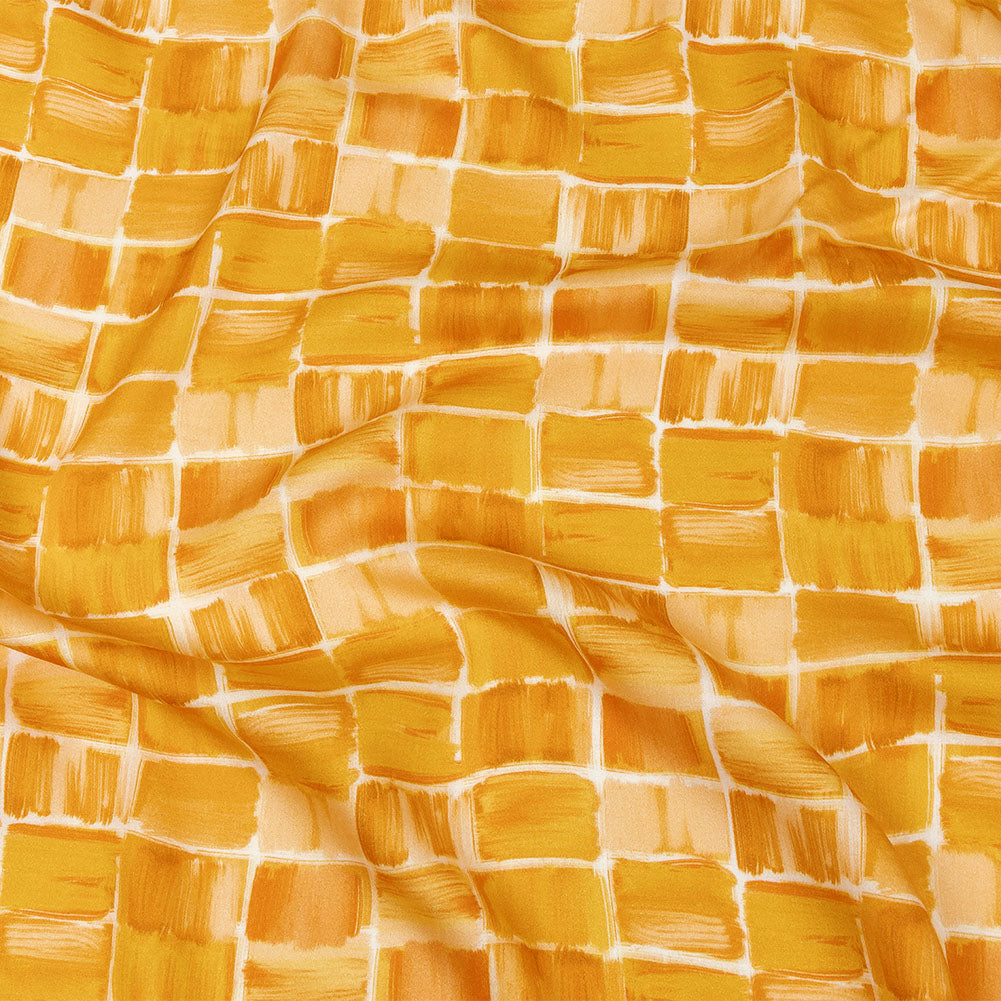 Rayon Challis - Yellow Painted Squares - Swatch Me Print - Mood Exclusive Citrus Collection