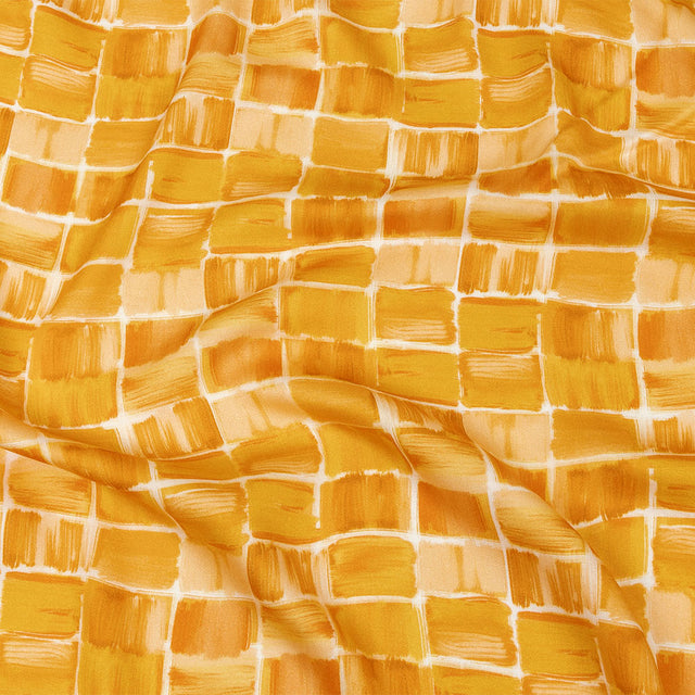 Rayon Challis - Yellow Painted Squares - Swatch Me Print - Mood Exclusive Citrus Collection