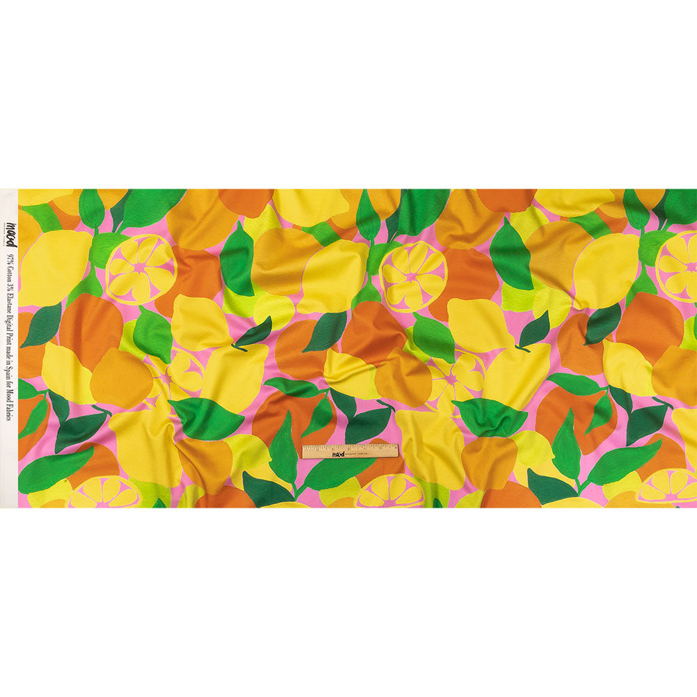 Stretch Cotton Sateen - Citrus Fruits - Zest Friends Print - Mood Exclusive Citrus Collection - Full