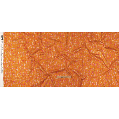Stretch Cotton Sateen - Orange and Pink Dot Lines - Spot of Sunshine Print - Mood Exclusive Citrus Collection