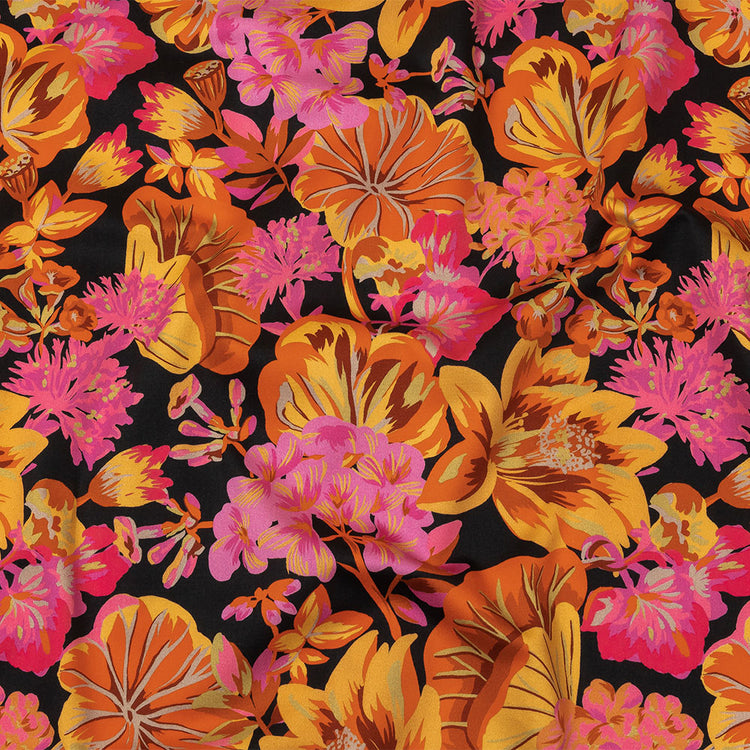template--25130090922057__main-Stretch Cotton Sateen - Black, Pink and Yellow Floral - Tangerine Dreams Print - Mood Exclusive Citrus Collection