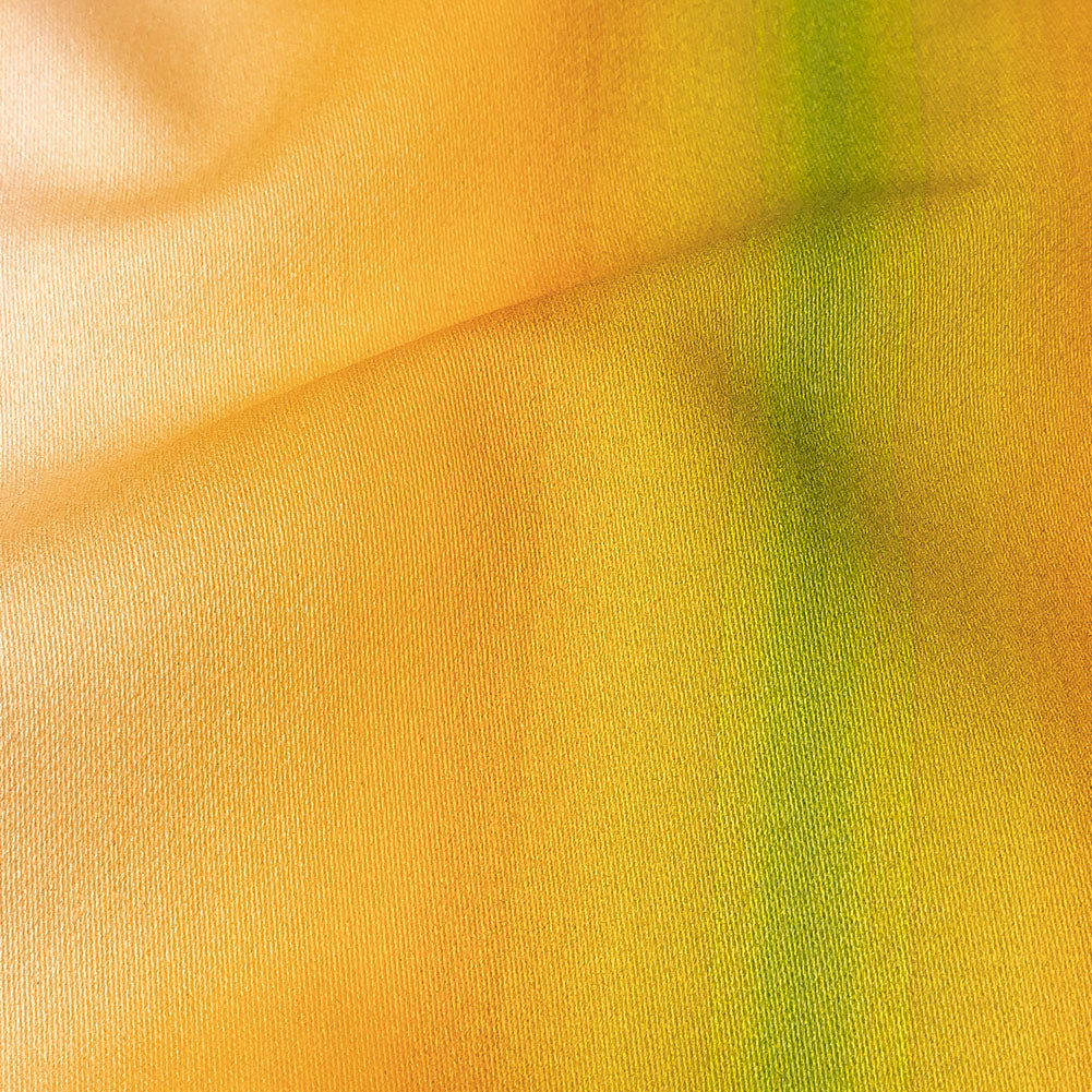 Stretch Cotton Sateen - Green and Yellow Gradient Stripes - Marmalade Parade Print - Mood Exclusive Citrus Collection - Detail
