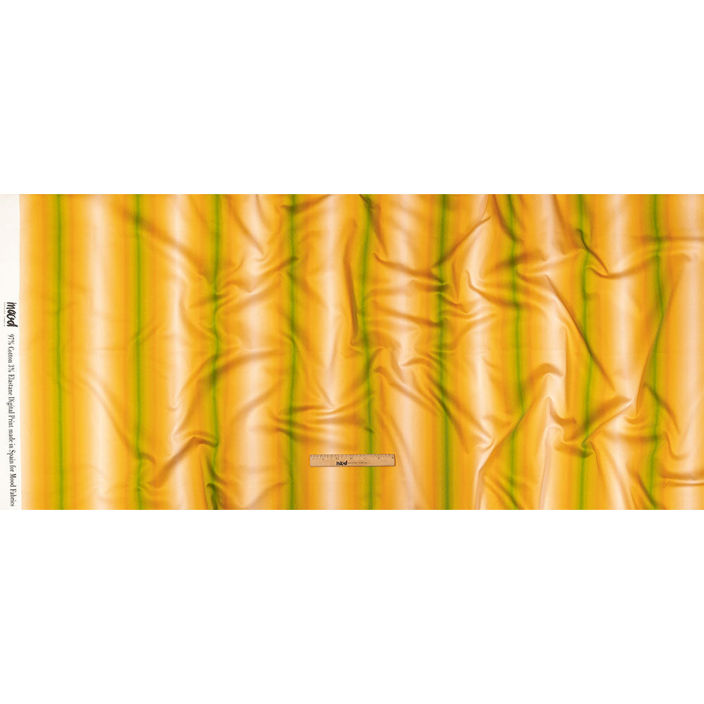 Stretch Cotton Sateen - Green and Yellow Gradient Stripes - Marmalade Parade Print - Mood Exclusive Citrus Collection - Full