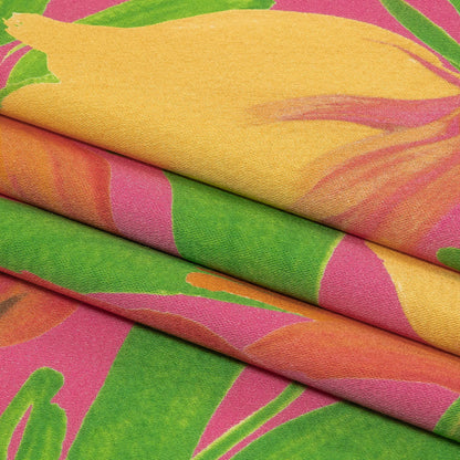 Stretch Cotton Sateen - Pink and Orange Tulips - Keukenhof Print - Mood Exclusive Citrus Collection