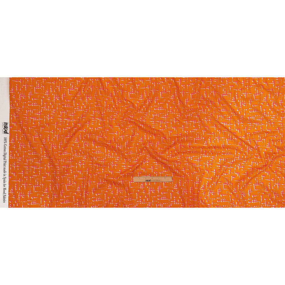 Cotton Voile - Orange and Pink Dot Lines - Spot of Sunshine Print - Mood Exclusive Citrus Collection - Full