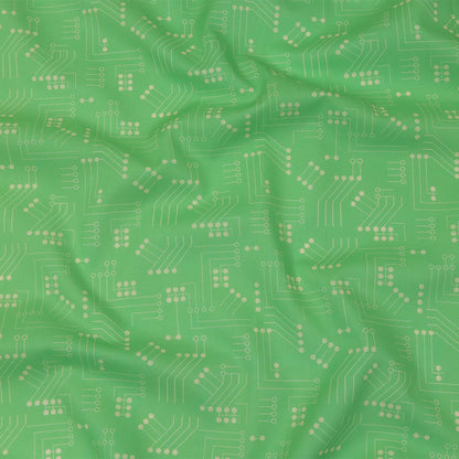 Cotton Voile - Green Circuit Board Dots - Circuit Breaker Print - Mood Exclusive Citrus Collection