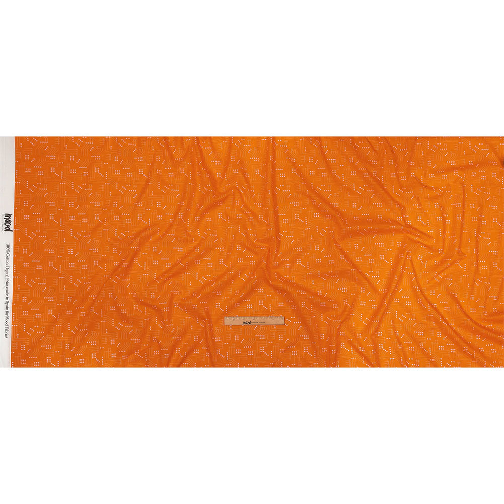 Cotton Voile - Orange Circuit Board Dots - Circuit Breaker Print - Mood Exclusive Citrus Collection - Full
