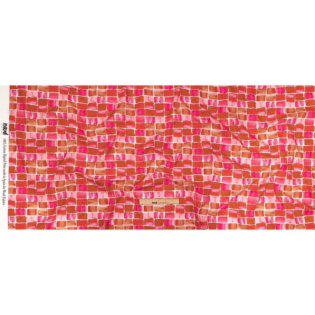 Cotton Voile - Pink Painted Squares - Swatch Me Print - Mood Exclusive Citrus Collection