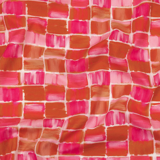 Cotton Voile - Pink Painted Squares - Swatch Me Print - Mood Exclusive Citrus Collection