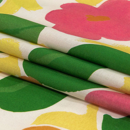 Cotton Voile - Pink and Orange Simplistic Floral - Chalk Party Print - Mood Exclusive Citrus Collection