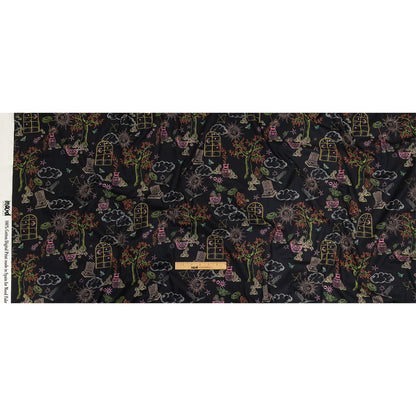 Cotton Voile - Black Trees and Windows - Summer Nights Print - Mood Exclusive Citrus Collection