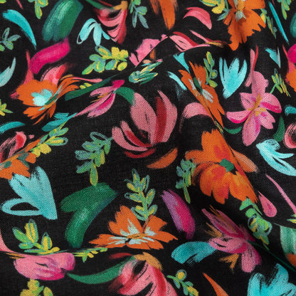 Cotton Voile - Pink, Blue and Black Floral - Confetti Fete Print - Mood Exclusive Citrus Collection