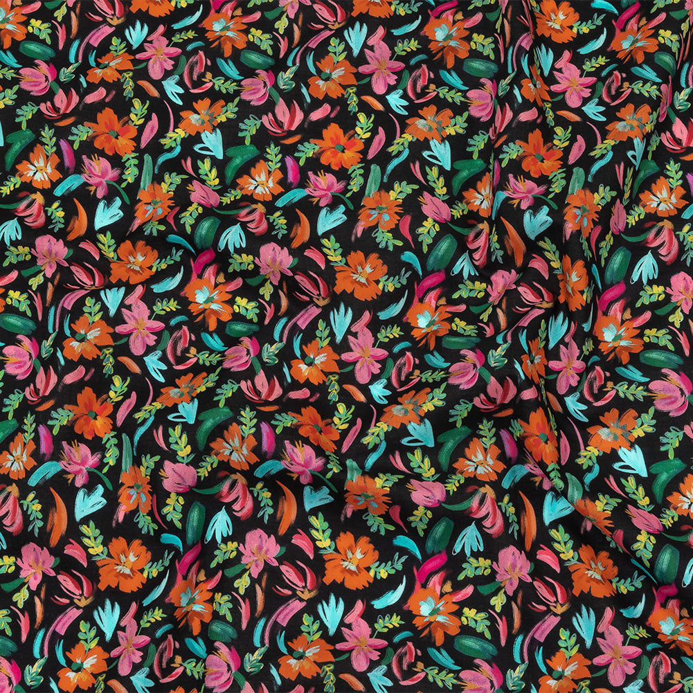Cotton Voile - Pink, Blue and Black Floral - Confetti Fete Print - Mood Exclusive Citrus Collection