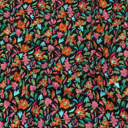 Cotton Voile - Pink, Blue and Black Floral - Confetti Fete Print - Mood Exclusive Citrus Collection