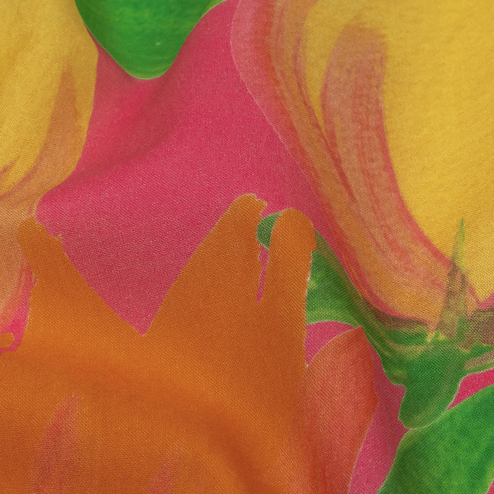 Cotton Voile - Pink and Orange Tulips - Keukenhof Print - Mood Exclusive Citrus Collection