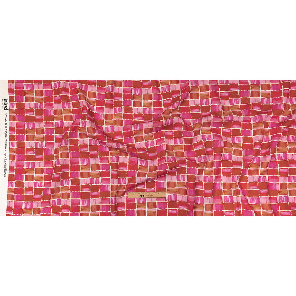 Linen and Rayon Woven - Pink Painted Squares - Swatch Me Print - Mood Exclusive Citrus Collection - Full