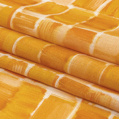 1 Yard of Linen and Rayon Woven - Yellow Painted Squares - Swatch Me Print - Mood Exclusive Citrus Collection