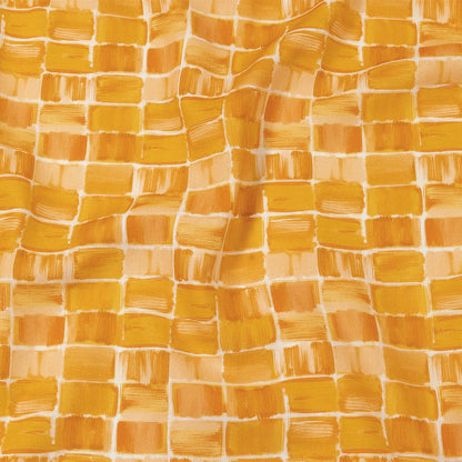Linen and Rayon Woven - Yellow Painted Squares - Swatch Me Print - Mood Exclusive Citrus Collection
