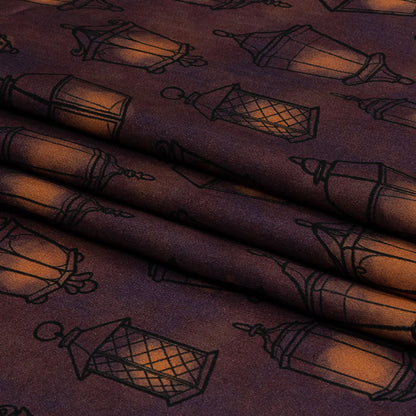 Rayon Challis - Purple Lanterns - By Lantern Light Print - Mood Exclusive Jack-O-Lantern Collection