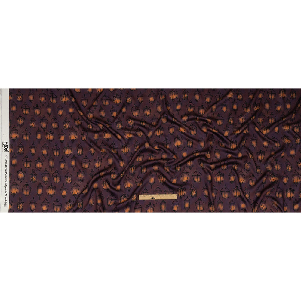 Rayon Challis - Purple Lanterns - By Lantern Light Print - Mood Exclusive Jack-O-Lantern Collection - Full