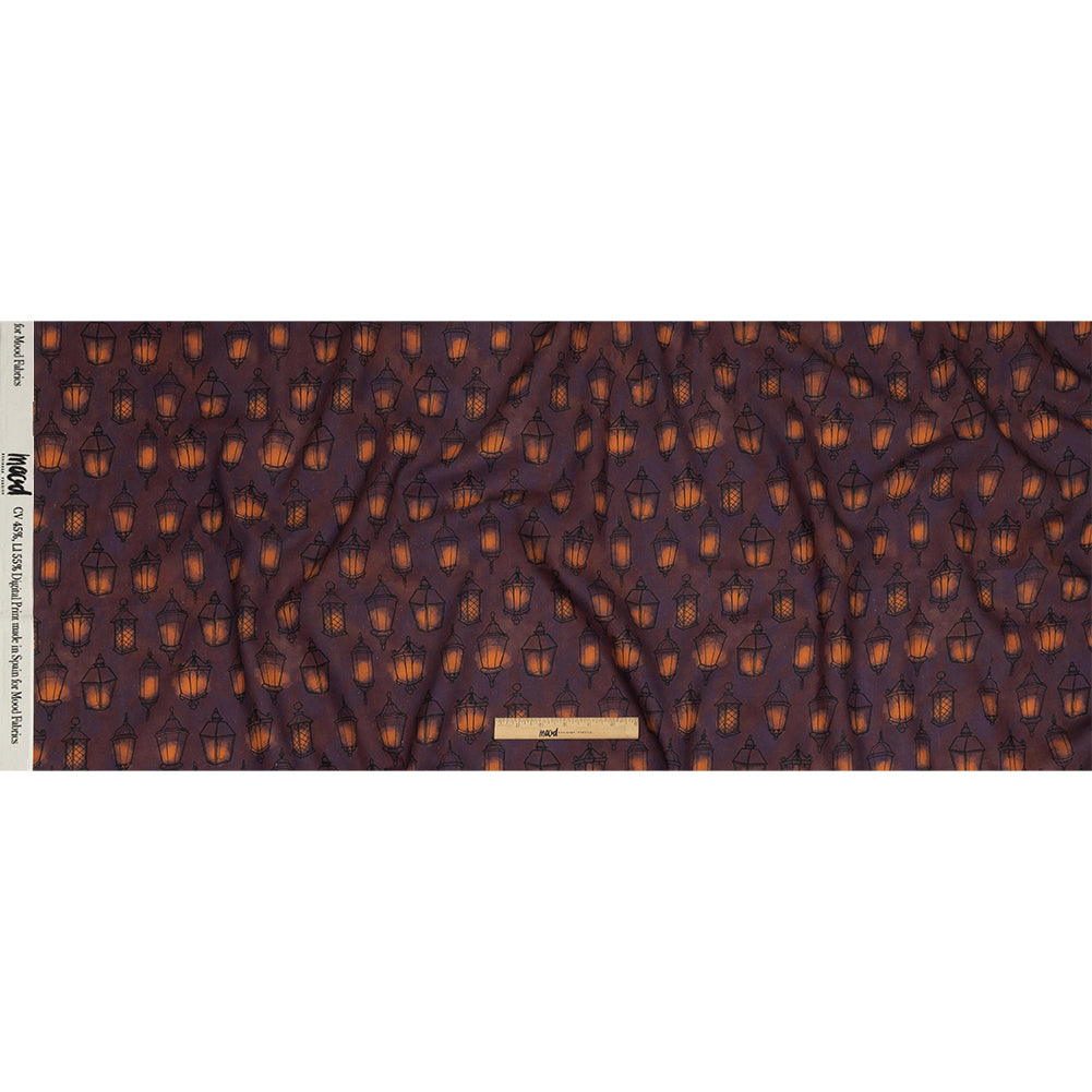 Linen and Rayon Woven - Purple Lanterns - By Lantern Light Print - Mood Exclusive Jack-O-Lantern Collection