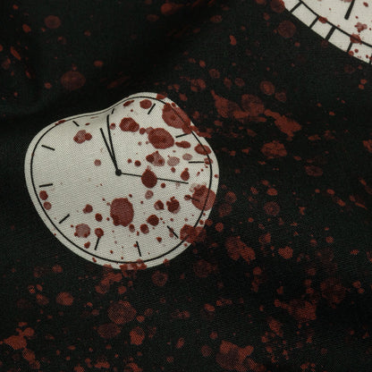 Stretch Cotton Poplin - Clocks and Blood Splatter - The Masque Print - Mood Exclusive Nevermore Collection