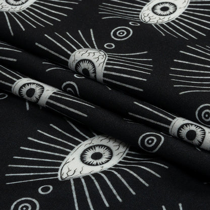 Rayon Batiste - Black and WhiteLines of Eyes - Tell Tale Print - Mood Exclusive Nevermore Collection