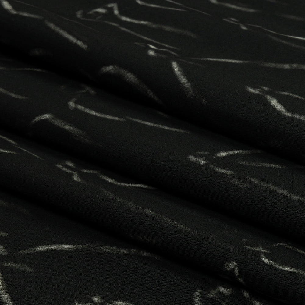 Stretch Cotton Poplin - Black Ghostly Figures - The Copper Queen Print - Mood Exclusive Abandoned Collection - Folded