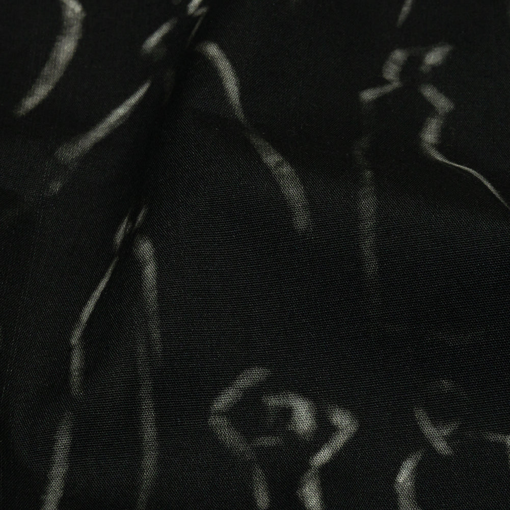 Stretch Cotton Poplin - Black Ghostly Figures - The Copper Queen Print - Mood Exclusive Abandoned Collection - Detail