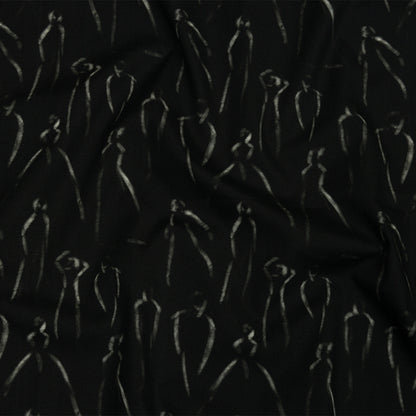 Stretch Cotton Poplin - Black Ghostly Figures - The Copper Queen Print - Mood Exclusive Abandoned Collection