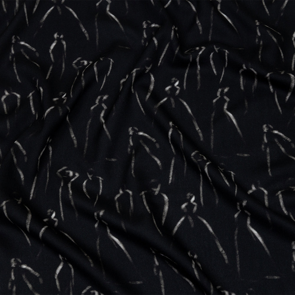 Rayon Batiste - Black Ghostly Figures - The Copper Queen Print - Mood Exclusive Abandoned Collection