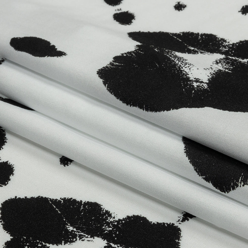 Rayon Batiste - Black and White Handprints - Bakersfield Print - Mood Exclusive Abandoned Collection - Folded