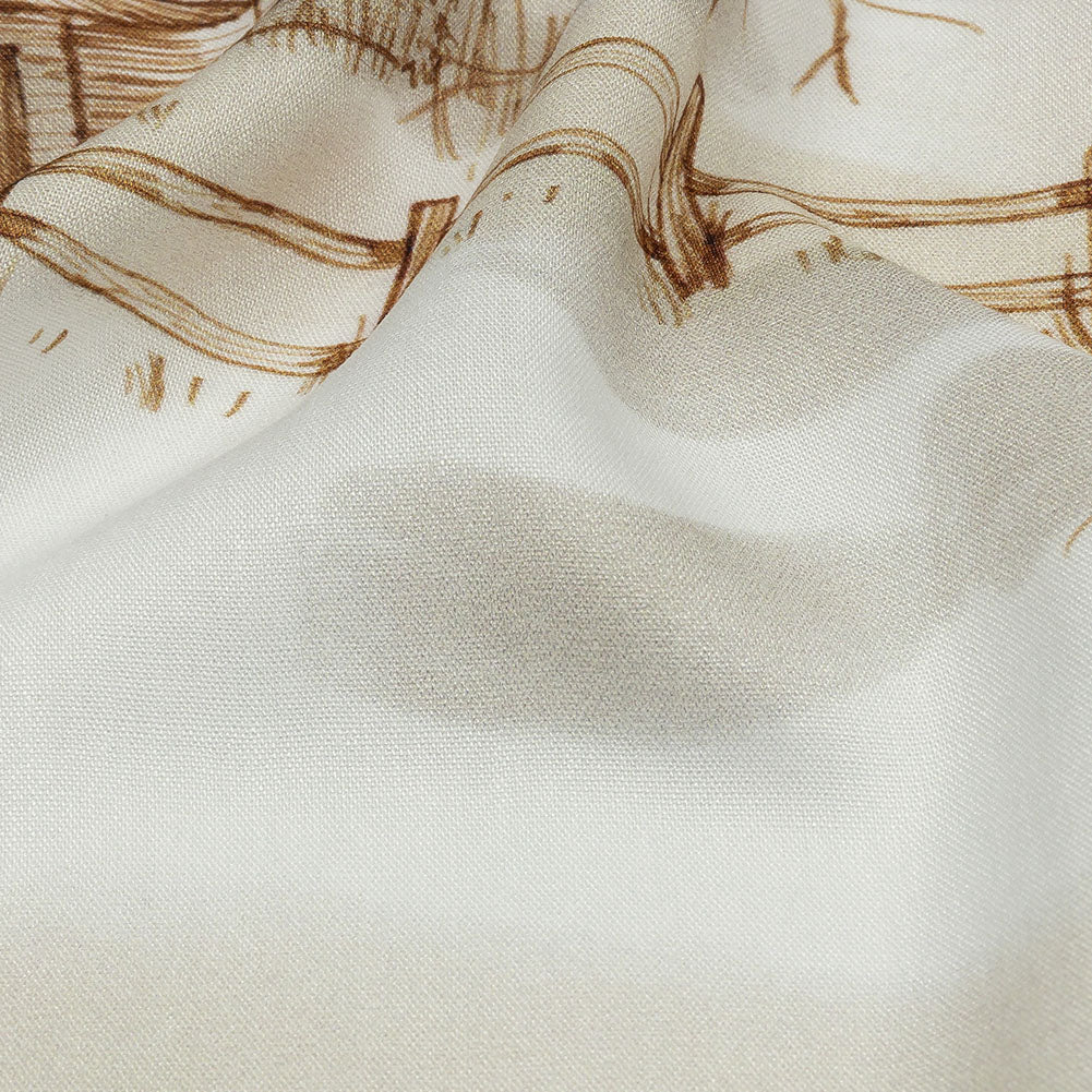 Rayon Batiste - Green and Brown Toile - South Pass City Print - Mood Exclusive Abandoned Collection - Detail