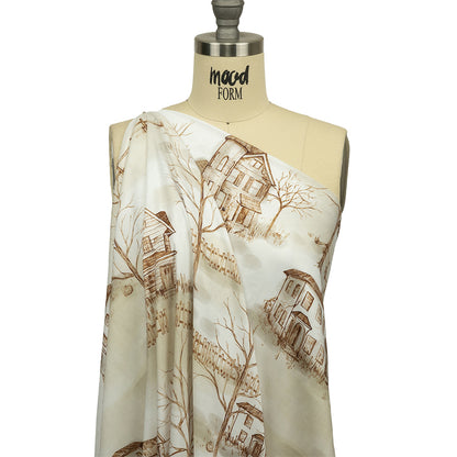 Rayon Batiste - Green and Brown Toile - South Pass City Print - Mood Exclusive Abandoned Collection