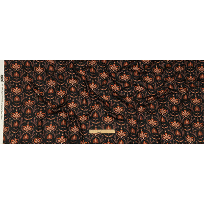 Rayon Challis - Black and Orange Floral - Watching the Fire Print - Mood Exclusive Rockland Collection