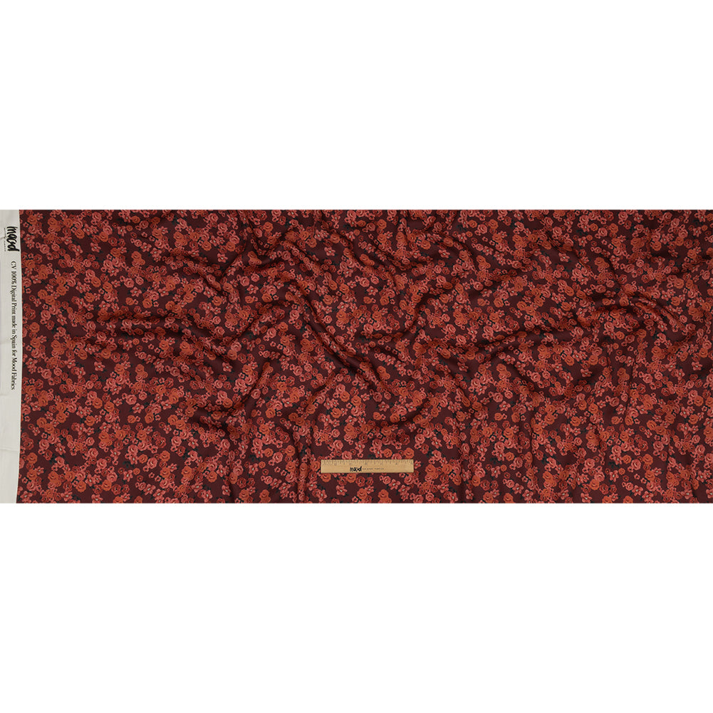 Rayon Challis - Red Floral - Rose Garden Romance Print - Mood Exclusive Rockland Collection