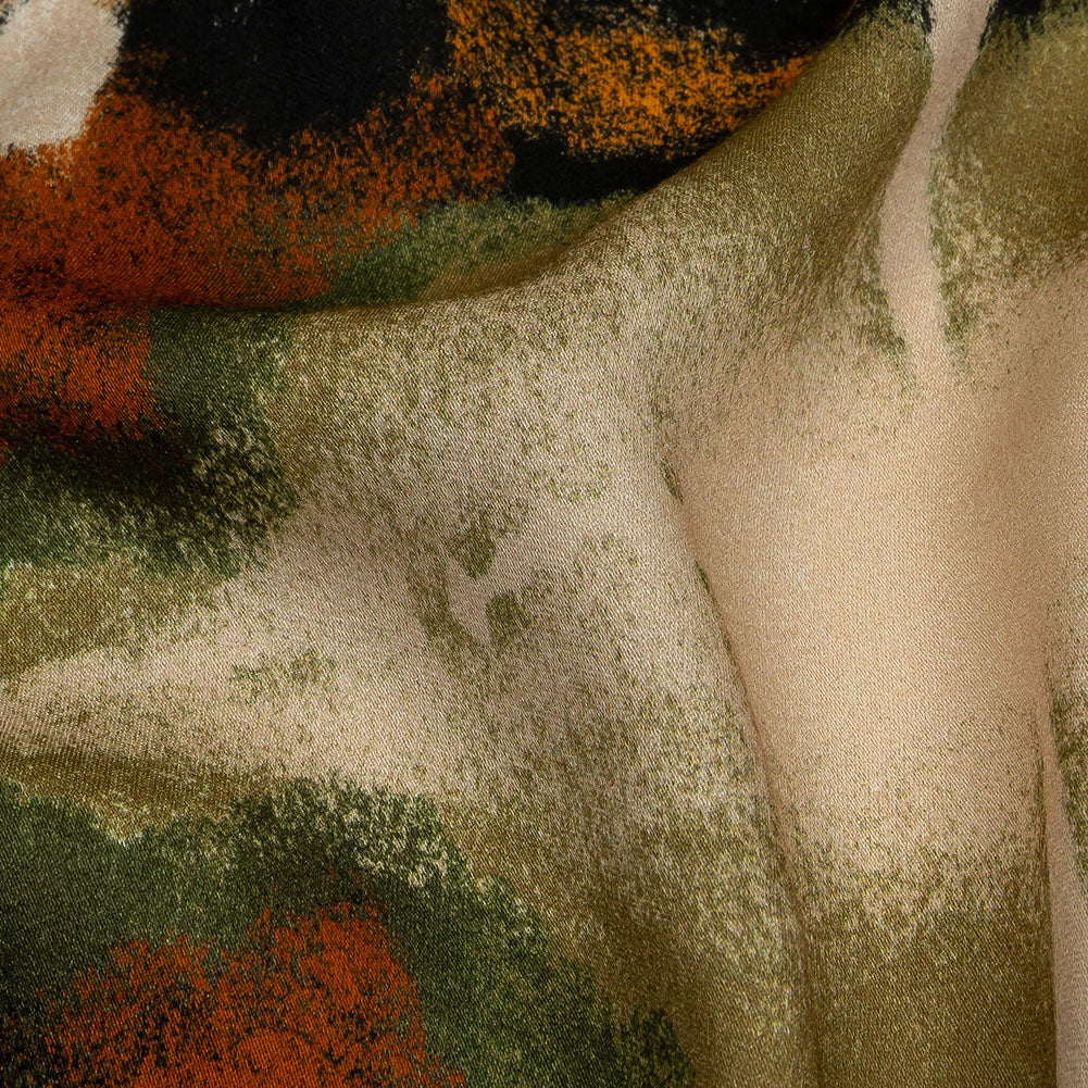 Rayon Challis - Black and Beige Abstract - From the Earth Print - Mood Exclusive Rockland Collection